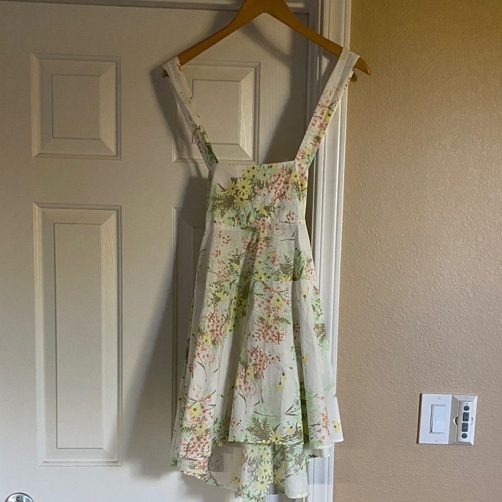 Free People Floral Dress in Cream and Green